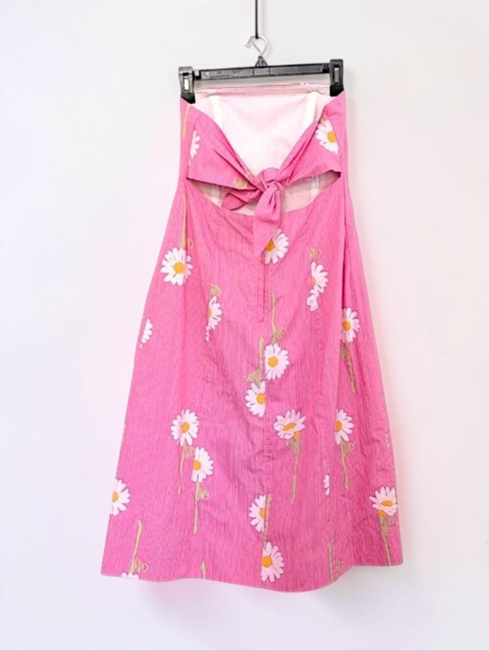 Lilly Pulitzer VTG 90s pink daisies corset strapless tie back dress 6 Elle Woods - Picture 2 of 9
